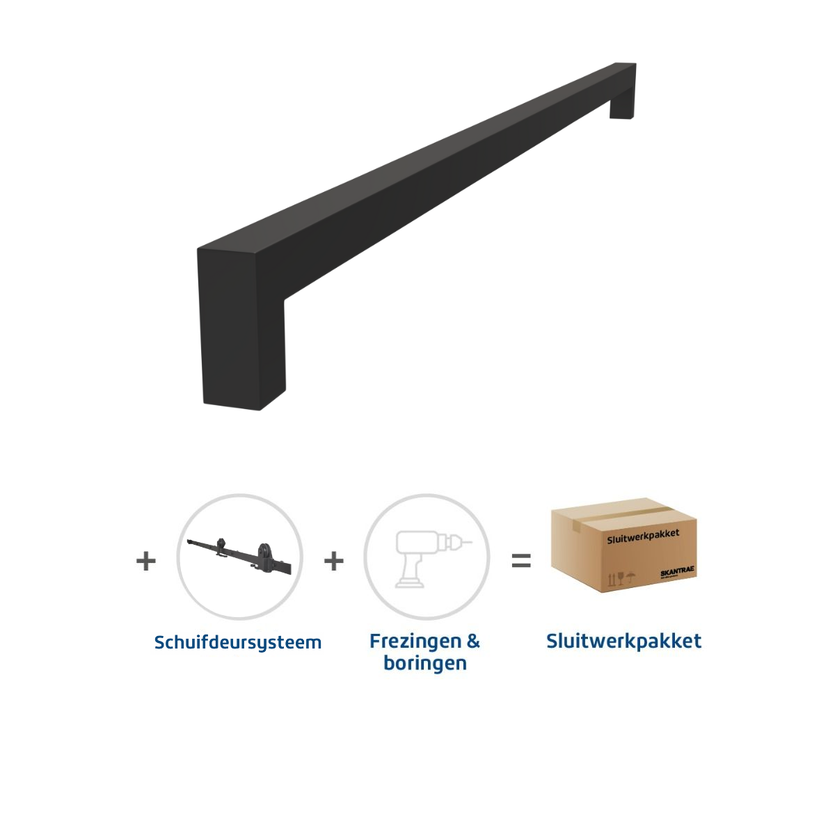 Sluitwerkpakketten met Deurgreep 20x800 Squared Zwart